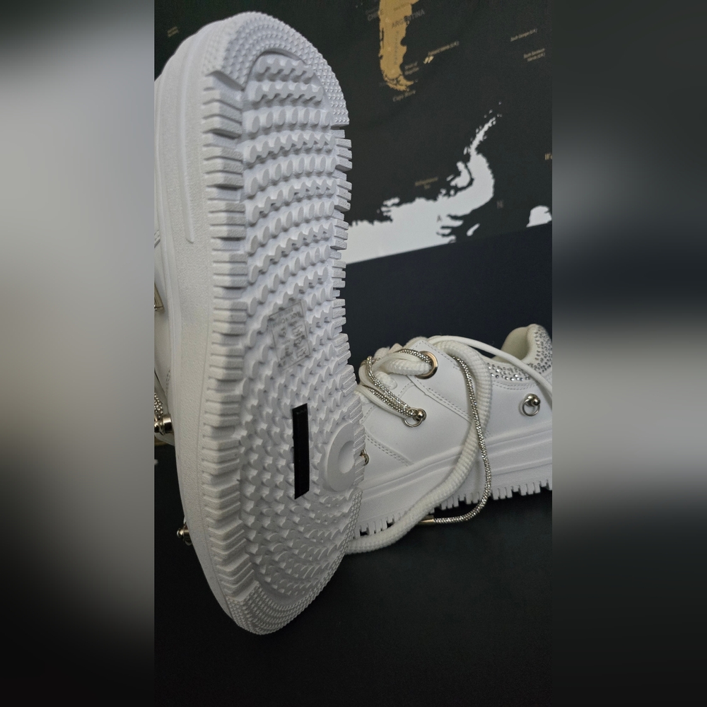 AZALEA Wang Janan Faux Leather Rhinestone Sneaker in white - Picture 7 of 12